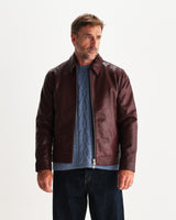 wax london men's Kendal - Cherry Lamb Leather Jacket