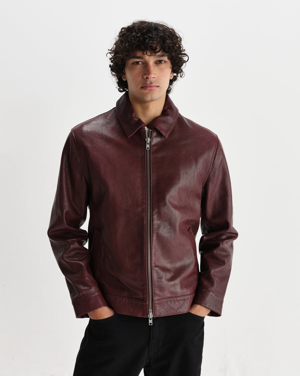 wax london men's Kendal - Cherry Leather Jacket