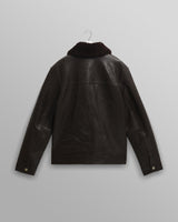 wax london men's Kendal - Dark Brown Lamb Leather Flight Jacket