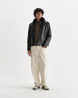 wax london men's Kendal - Dark Brown Lamb Leather Flight Jacket