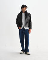 wax london men's Kendal - Dark Brown Lamb Leather Flight Jacket