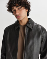 wax london men's Kendal - Dark Brown Lamb Leather Flight Jacket