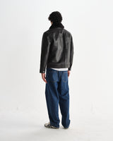 wax london men's Kendal - Dark Brown Lamb Leather Flight Jacket
