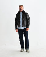 wax london men's Kendal - Dark Brown Lamb Leather Flight Jacket