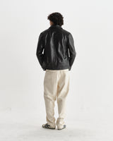 wax london men's Kendal - Dark Brown Lamb Leather Flight Jacket