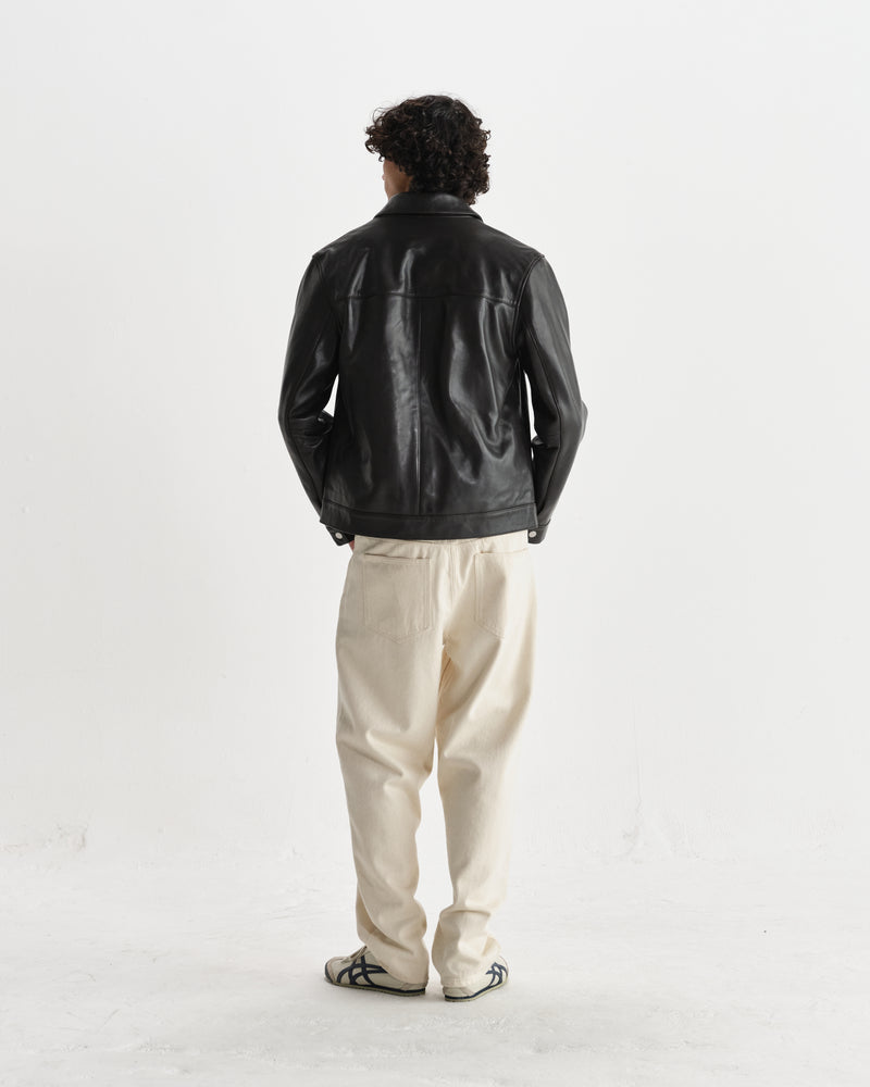 wax london men's Kendal - Dark Brown Lamb Leather Flight Jacket
