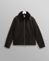 wax london men's Kendal - Dark Brown Lamb Leather Flight Jacket