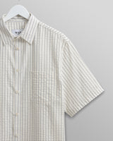 wax london Kew Shirt White/Blue Seersucker Stripe