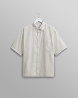 wax london Kew Shirt White/Blue Seersucker Stripe