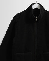wax london men's Killick - Black Reversible Corduroy Borg Jacket