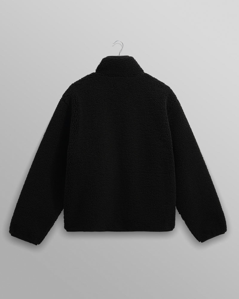 wax london men's Killick - Black Reversible Corduroy Borg Jacket