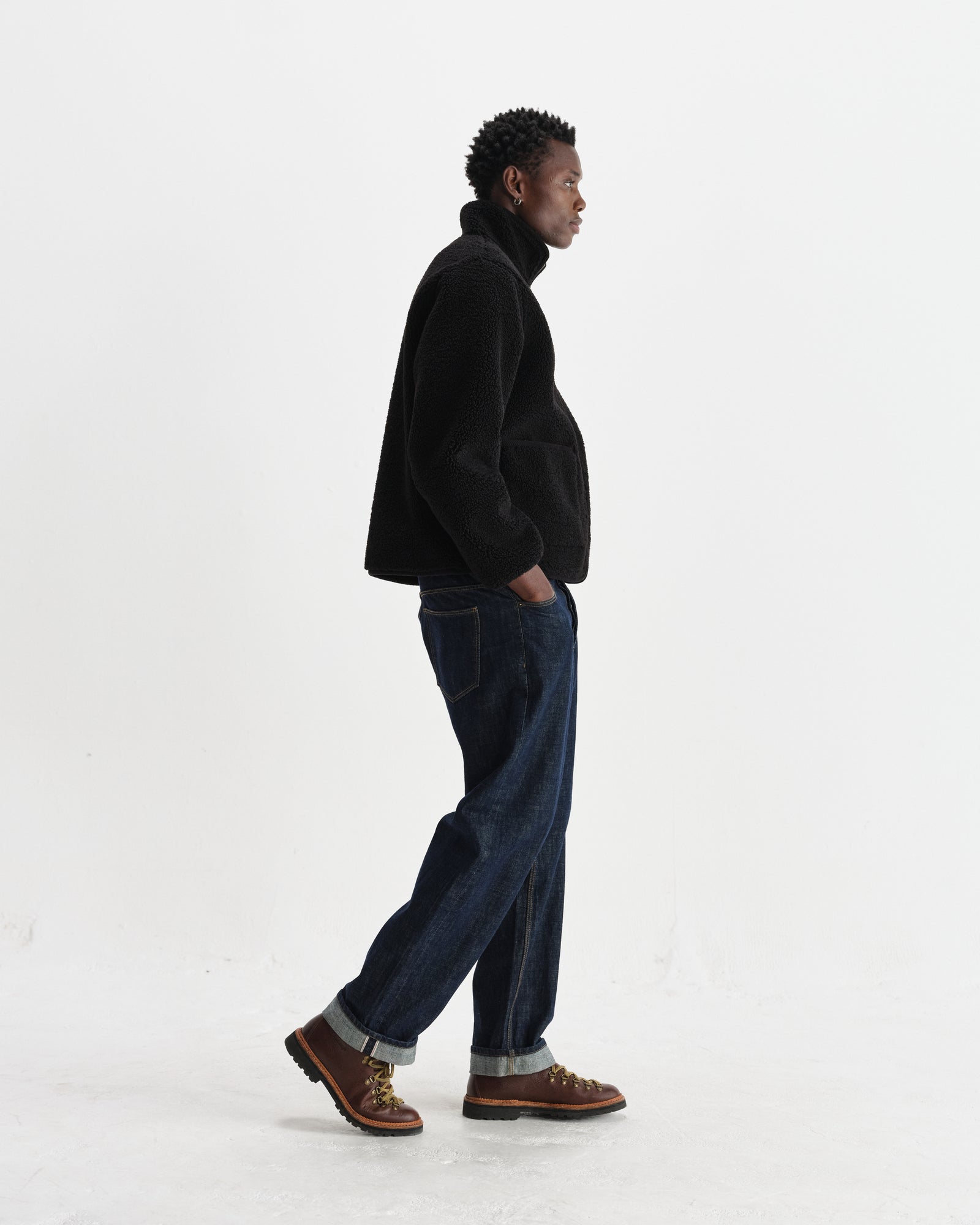 Men's Black Reversible Corduroy Borg Jacket | Wax London