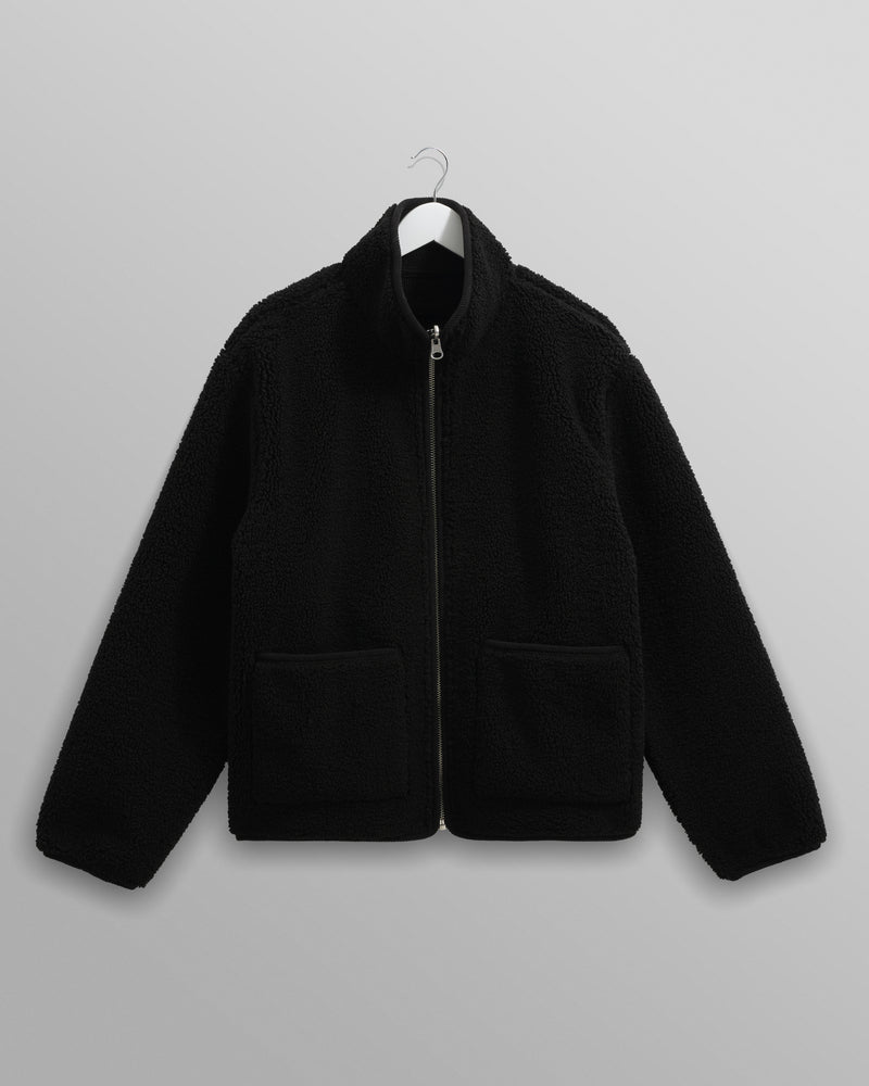 wax london men's Killick - Black Reversible Corduroy Borg Jacket