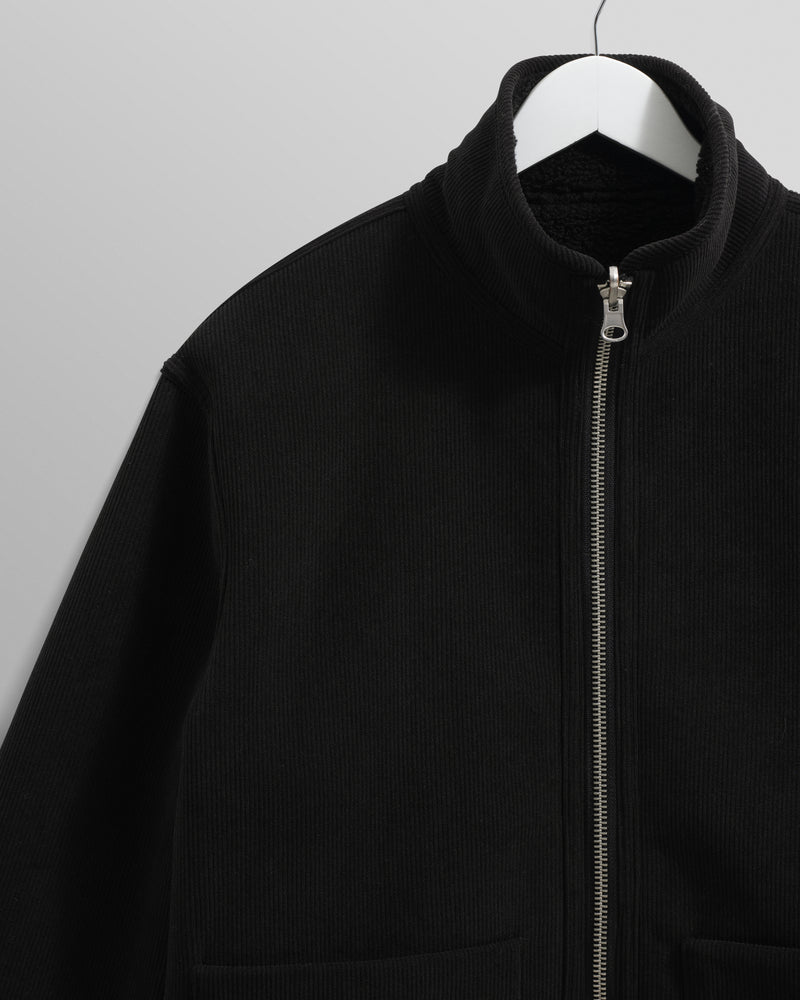 wax london men's Killick - Black Reversible Corduroy Borg Jacket