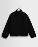 wax london men's Killick - Black Reversible Corduroy Borg Jacket