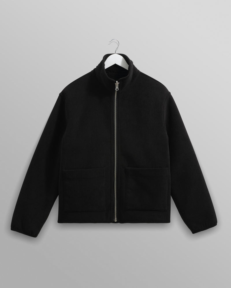 wax london men's Killick - Black Reversible Corduroy Borg Jacket