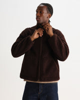 wax london men's Killick - Chocolate Brown Reversible Corduroy Borg Jacket