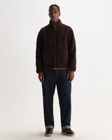 wax london men's Killick - Chocolate Brown Reversible Corduroy Borg Jacket
