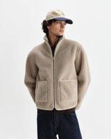 wax london men's Killick - Natural Reversible Corduroy Borg Jacket