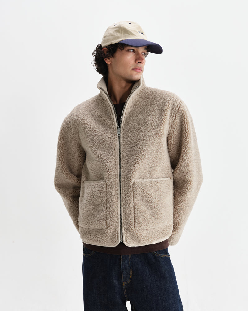 wax london men's Killick - Natural Reversible Corduroy Borg Jacket