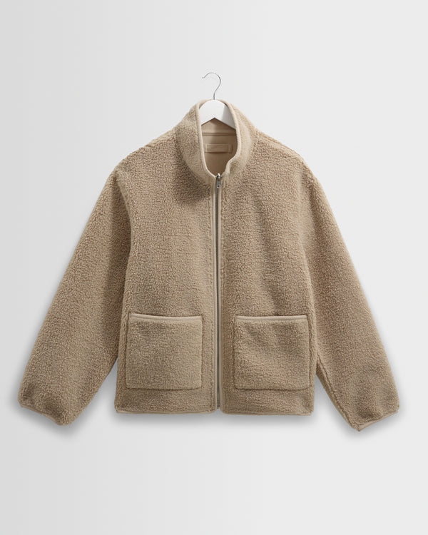 wax london men's Killick - Natural Reversible Corduroy Borg Jacket