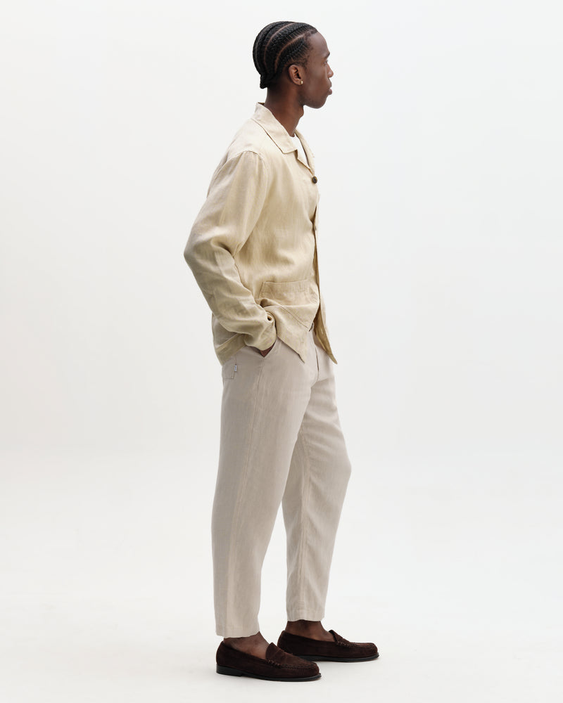Men's Beige Washed Linen Jacket | Wax London
