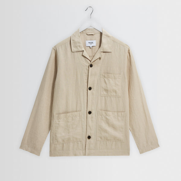 Men's Beige Washed Linen Jacket | Wax London