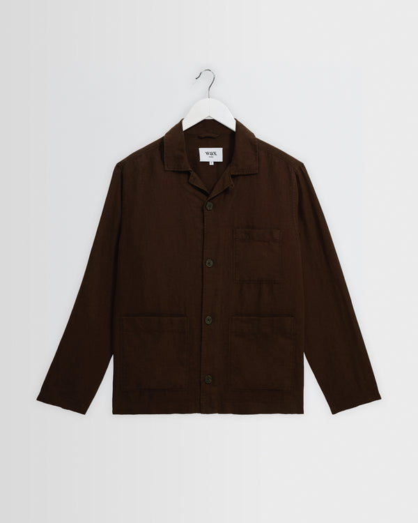 Men's Brown Washed Linen Jacket | Wax London