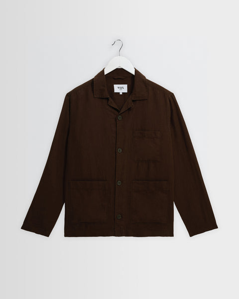 Men's Brown Washed Linen Jacket | Wax London