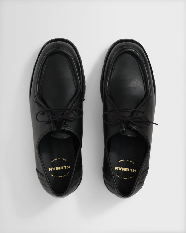 wax london men's Kleman - Black Leather Padror Shoes