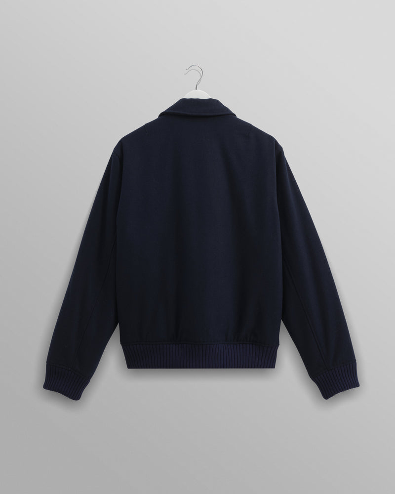 wax london Knoll - Navy Wool Bomber Jacket