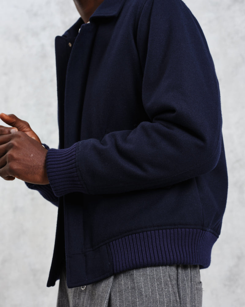 wax london Knoll - Navy Wool Bomber Jacket