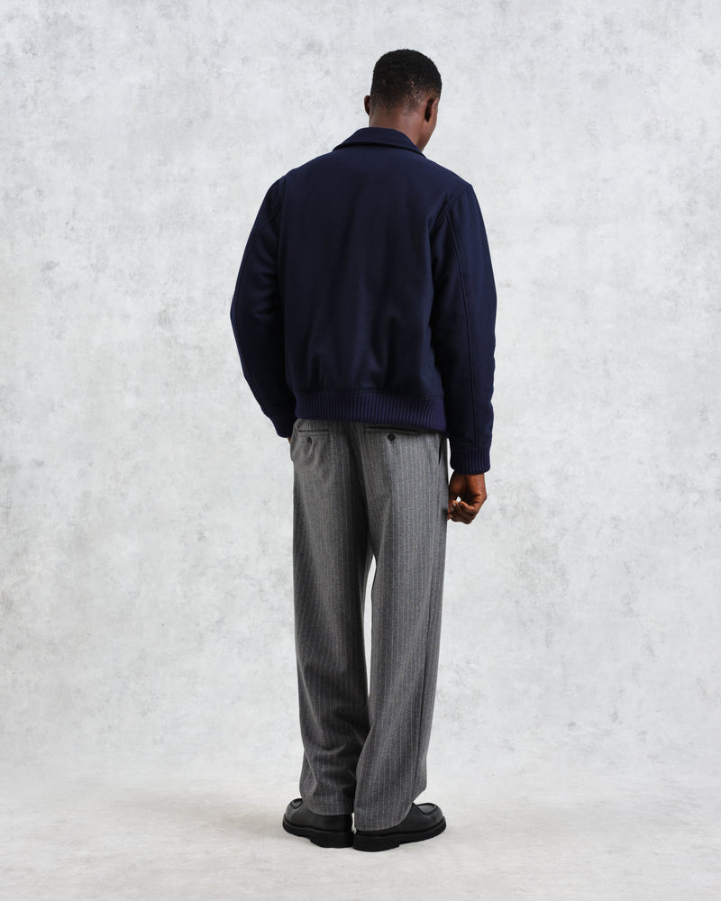 wax london Knoll - Navy Wool Bomber Jacket