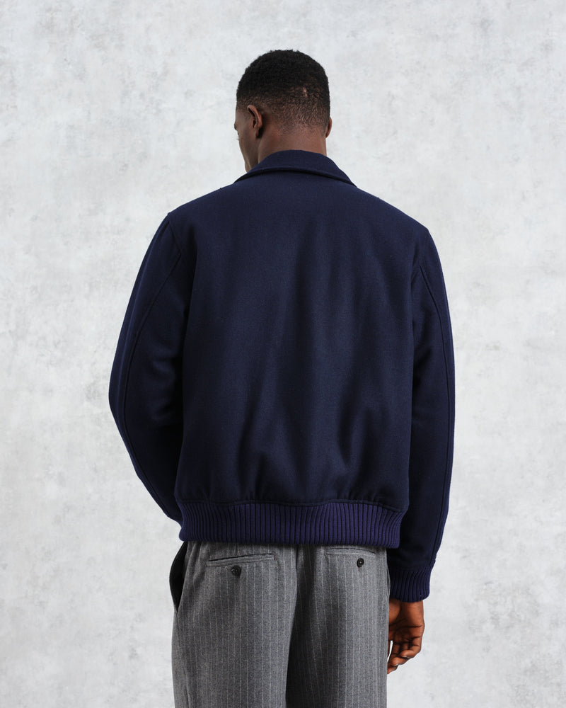 wax london Knoll - Navy Wool Bomber Jacket