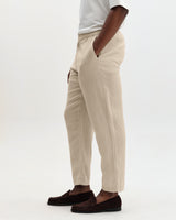 Kurt - Beige Washed Linen Relaxed Fit Trousers