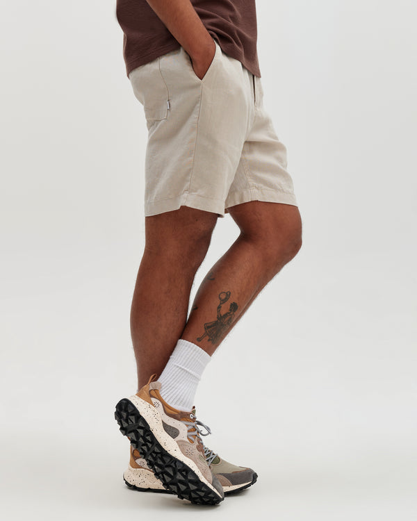 Kurt - Beige Washed Linen Shorts