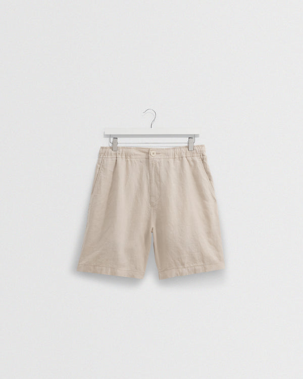 wax london men's Kurt - Washed Beige Linen Shorts