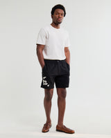 wax london men's Kurt - Black And Beige Abstract Applique Shorts
