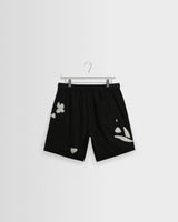 wax london men's Kurt - Black And Beige Abstract Applique Shorts