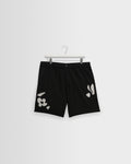 Kurt - Black And Beige Abstract Applique Shorts