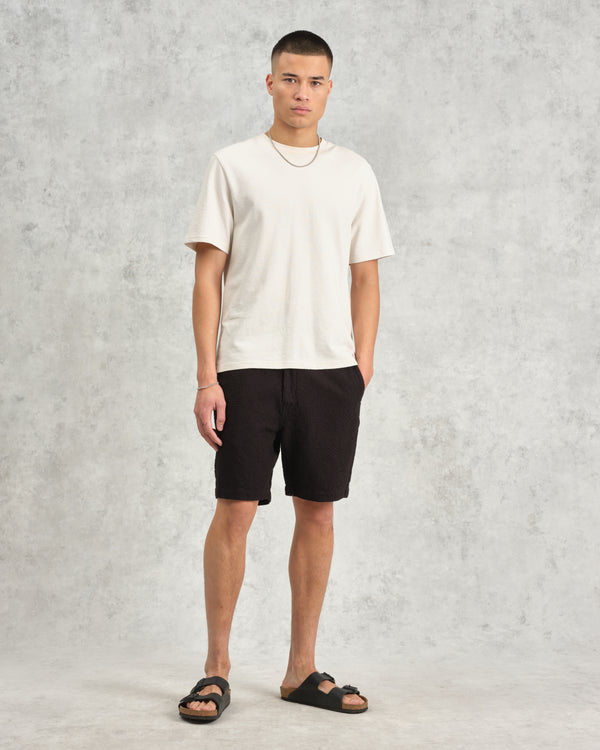 wax london men's Kurt - Black Honeycomb Cotton Shorts