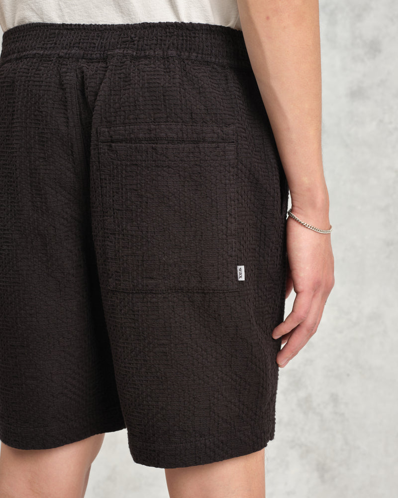 wax london Kurt - Black Honeycomb Cotton Shorts