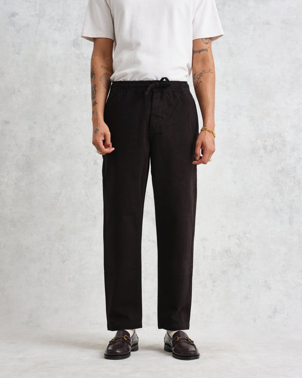 wax london Kurt - Black Longer Leg Organic Cotton Trousers