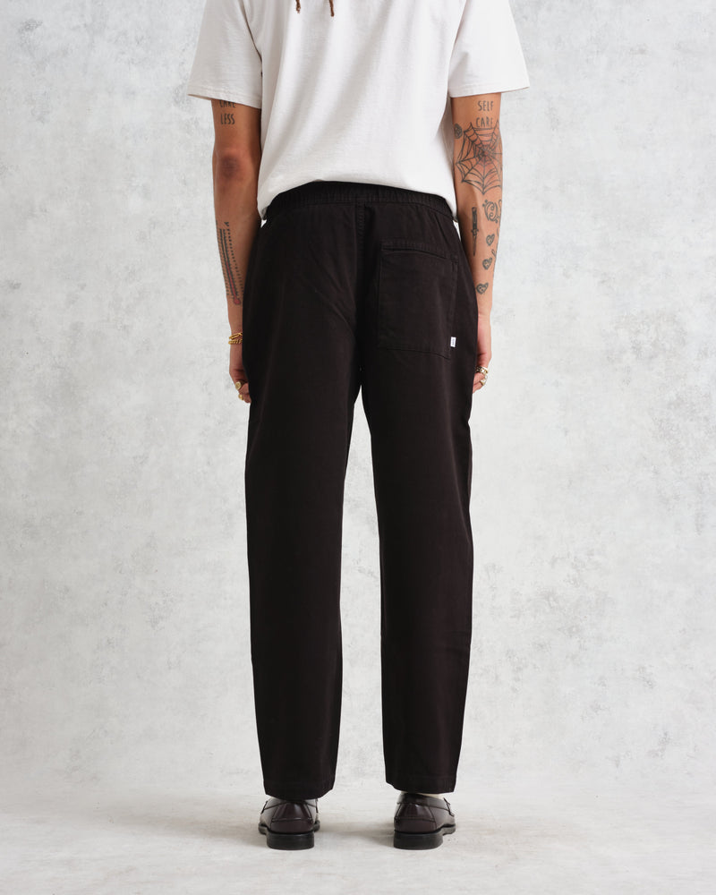 wax london Kurt - Black Longer Leg Organic Cotton Trousers