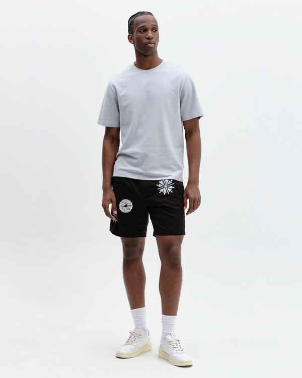 Kurt - Black Round Applique Cotton Shorts