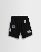 Kurt - Black Round Applique Cotton Shorts