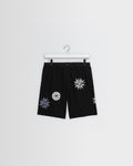 Kurt - Black Round Applique Cotton Shorts