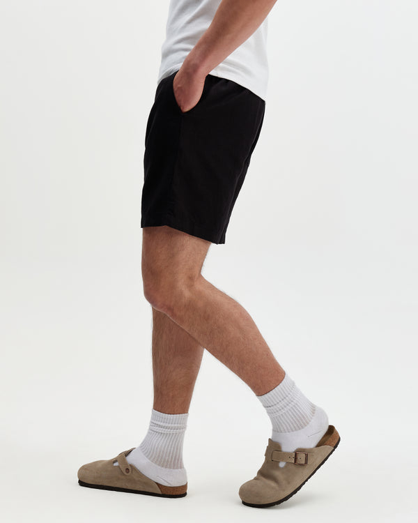 Kurt - Black Washed Linen Shorts
