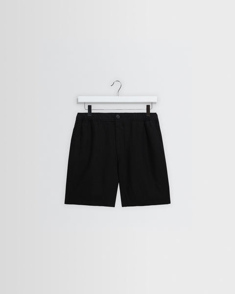 Men's Black Washed Linen Shorts | Wax London