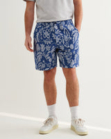wax london men's Kurt - Blue And Ecru Floral Jacquard Shorts